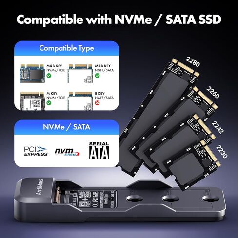 Tool-Free M.2 NVMe & SATA to USB C 20Gbps Docking Stationfor M Key, B+M Key Support 2280 2260 2242 2230 SSDs (US-2593 20Gbps Dock) in Kuwait