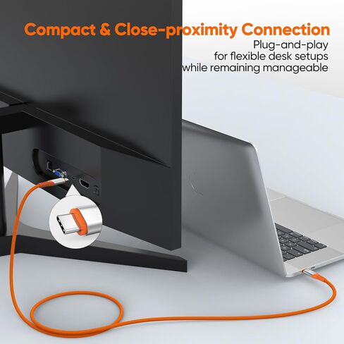 USB C Monitor Cable 3FT, 4K@60Hz Display Video/20Gbps USBC 3.2 Gen 2x2 Data Transfer/240W Charging USB Type C Power Cord Orange for KYY InnoView Lepow Z1 15.6 In ViewSonic Portable Monitor Laptop SSD in Kuwait