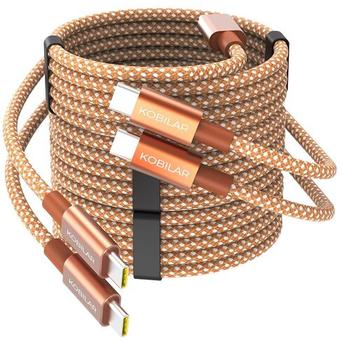 USB C to USB C Cable 3 Pack,Nylon Braided 3Pack 60W 6.6FT Type C Fast Charging Cord Compatible for for iPhone 17/16, Galaxy S25, Pixel 9, MacBook, Chromebook, iPad Pro (Brown, 3Pack-6.6ft) in Saudi Arabia
