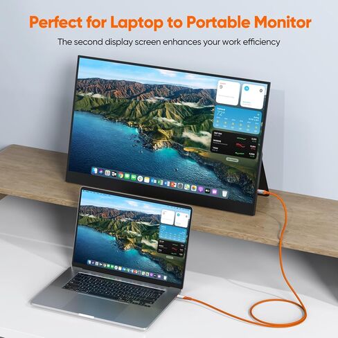 كابل شاشة USB C بطول 3 أقدام، 4K@60 هرتز عرض فيديو/20 جيجابت في الثانية USBC 3.2 Gen 2x2 نقل البيانات/240 وات شحن USB من النوع C سلك طاقة برتقالي لـ KYY InnoView Lepow Z1 15.6 في ViewSonic كمبيوتر محمول بشاشة محمولة SSD in Kuwait