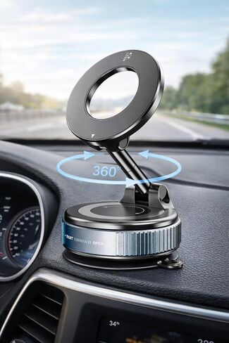Magnetic Phone Car Mount with Suction Cup Base, 360° Rotation, Dashboard and Windshield Holder for iPhone and Android in Kuwait