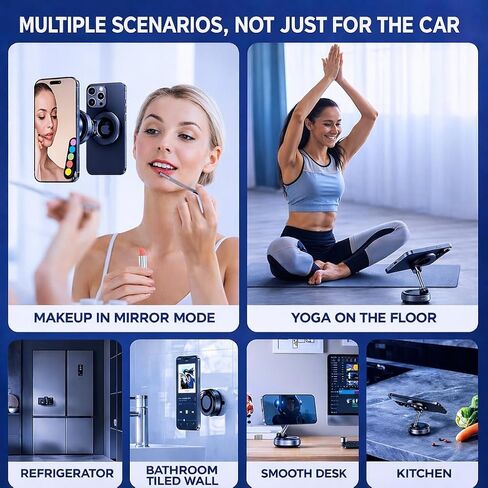 Magnetic Phone Car Mount with Suction Cup Base, 360° Rotation, Dashboard and Windshield Holder for iPhone and Android in Kuwait