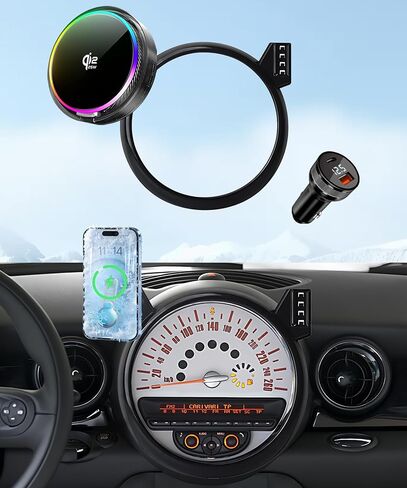 Magnetic Car Phone Mount for BMW MINI Cooper 2007 2008 2009 2010 2011 2012 2013 Accessories, for MagSafe Strong Magnets Cell Phone Holder, with Portable Phone Gripper 360° Rotation in Saudi Arabia