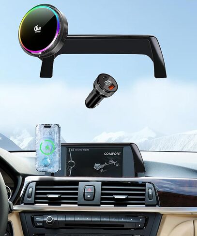 Magnetic Car Phone Mount for BMW MINI Cooper 2007 2008 2009 2010 2011 2012 2013 Accessories, for MagSafe Strong Magnets Cell Phone Holder, with Portable Phone Gripper 360° Rotation in Saudi Arabia