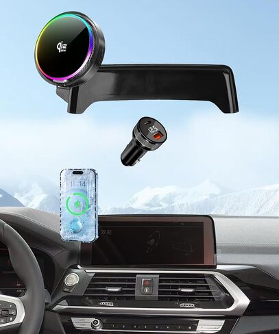 Magnetic Car Phone Mount for BMW MINI Cooper 2007 2008 2009 2010 2011 2012 2013 Accessories, for MagSafe Strong Magnets Cell Phone Holder, with Portable Phone Gripper 360° Rotation in Saudi Arabia
