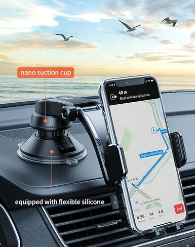 Phone Holders for Your car, Upgraded Strongest Suction & Clip,car Phone Holder for Dashboard, Windshield, Wall,Fit for iPhone and Smartphones in Kuwait