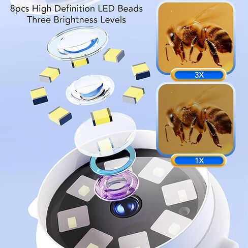 مجهر رقمي محمول بدقة 2 ميجابكسل 1080 بكسل، شاشة 2 بوصة، تكبير بصري 500X 4X، LED قابل للتعديل، عدسة مكبرة محمولة للأطفال للاستكشاف في الهواء الطلق in Kuwait