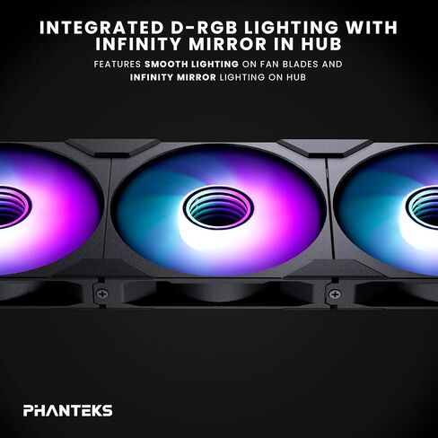Phanteks M25-140 Gen2 Reversed Blade, 140mm ARGB High Performance Cooling Fans, Daisy-Chain Unified Fan Frame, Infinity Mirror hub, Single Cable Connection, Black in Kuwait