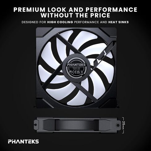 Phanteks M25-140 Gen2 Reversed Blade, 140mm ARGB High Performance Cooling Fans, Daisy-Chain Unified Fan Frame, Infinity Mirror hub, Single Cable Connection, Black in Kuwait