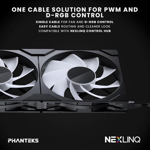 Phanteks M25-140 Gen2 Reversed Blade, 140mm ARGB High Performance Cooling Fans, Daisy-Chain Unified Fan Frame, Infinity Mirror hub, Single Cable Connection, Black in Kuwait
