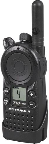 2 x Motorola CLS1410 UHF 1 W 4-Channel 2-Way Radio (CLS1410) + 2 x Motorola HKLN4604 PTT Earpiece - 2 Pack with Mic Bundle in Kuwait