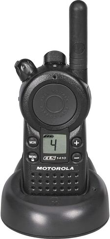 2 x Motorola CLS1410 UHF 1 W 4-Channel 2-Way Radio (CLS1410) + 2 x Motorola HKLN4604 PTT Earpiece - 2 Pack with Mic Bundle in Kuwait