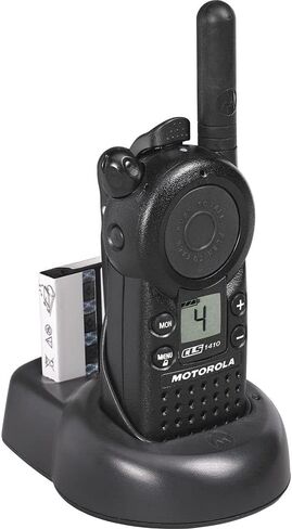 2 x Motorola CLS1410 UHF 1 W 4-Channel 2-Way Radio (CLS1410) + 2 x Motorola HKLN4604 PTT Earpiece - 2 Pack with Mic Bundle in Kuwait