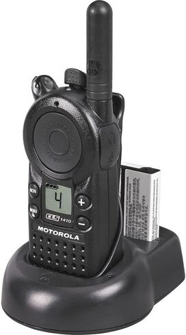 2 x Motorola CLS1410 UHF 1 W 4-Channel 2-Way Radio (CLS1410) + 2 x Motorola HKLN4604 PTT Earpiece - 2 Pack with Mic Bundle in Kuwait