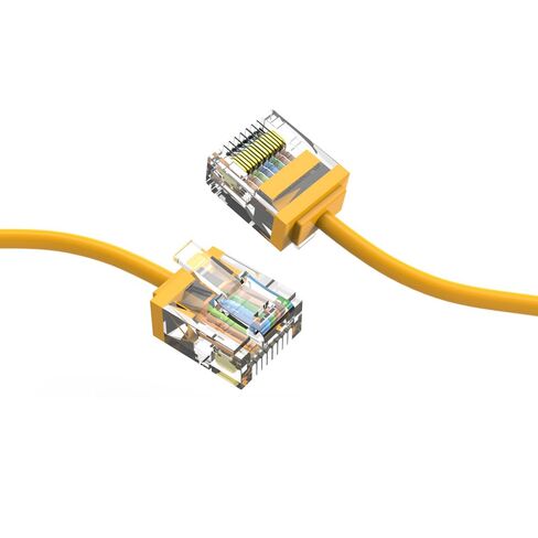 كابل Cat6A فائق النحافة بطول 7 أقدام (100 حزمة)، سلك توصيل إيثرنت فائق النحافة CAT 6، كابل إنترنت موصل RJ45 فائق النحافة 10 جيجابت للكمبيوتر الشخصي، ماك، الكمبيوتر المحمول، PS5، PS4، Xbox - أصفر in Kuwait