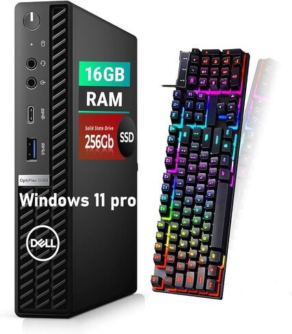 كمبيوتر سطح المكتب Dell OptiPlex 5090 Mini Business، 6-Core i5-10500T، ذاكرة الوصول العشوائي 16 جيجابايت، 256 جيجابايت SSD، الماوس، لوحة المفاتيح، Windows 11 Pro (متجدد) in Kuwait