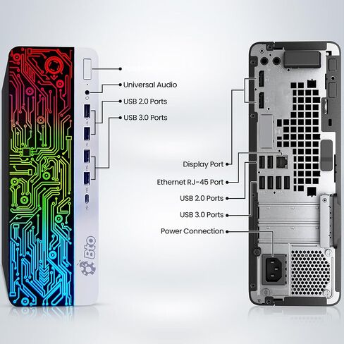 HP RGB Gaming Desktop PC Bundle - Intel Core i7 6th Gen, 16GB DDR4 Ram, 1TB SSD, Radeon RX - 550 4GB GDDR5, New 24 Inch Monitor - Prebuilt Gaming Computer, RGB Set - Windows 11 Pro (Renewed) in Kuwait