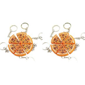 Veemoon 12 Pcs Pizza Friendship Keychain Simulation Food Keyring Resin Keyring Pizza Keyring Keychain Personalized Pizza Slice Keyring Pizza Party Favors Food Key Ring Food Gift Food Item