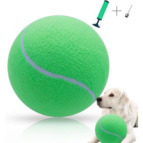 Large Dog Tennis Ball, Giant 9.5" Dog Toy Ball Oversize Interactive Puzzle Toy with 1*Ball Pump +1*Needle for Small, Medium, Large Dogs (Yellow)