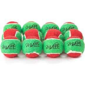 Midlee 1.5" Mini Squeaker Christmas Dog Tennis Balls - Red/Green Pack of 12
