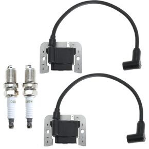 Ignition Coil with Spark Plugs for Kohler SV470 SV480 SV530 SV540 SV590 SV600 SV610 SV620 15HP 16HP 17HP 18HP Engine Lawn Mower Tractor Replace 20 584 01-S, 20 584 03-S, 20 584 04-S, 2 Packs