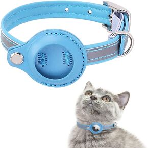 Cat Collar for AirTag Reflective Kitten Collar with Air Tag Holder Lightweight Tracker Breakaway Cat Collars Adjustable for Girl Boy Cats Puppies 9.05-11.8 inch Black (Black)