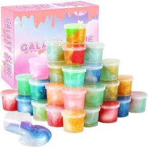 Galaxy Slime Party Favors, Mini Slime 30 Pack, Stretchy, Non-Sticky, Non-Mess Party Favor Slime for Girls and Boys - Classroom Reward, Easter Basket Stuffers Party Supplies