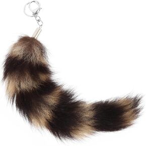 Abaodam Fur Faux Tail Soft Fluffy Animal Tail Bag Keychain Fox Tail Keychain Real Fur Tails Costume Cosplay Toy Animal Tail Pendant for Handbag Purse Car Charm