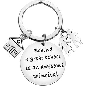 School Principal Gifts Keychain Assistant Principal Gifts Behind a Great School is an Awesome Principal Keychain Principal Appreciation Gifts Christmas Birthday Retirement Gifts End of School Year