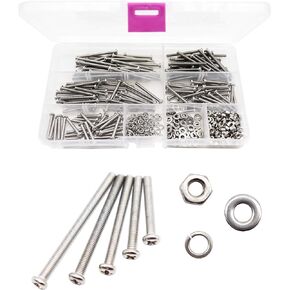 binifiMux 400pcs M3 Pan Head Phillips Machine Screws Nuts Washers Assortment Kit, 304 Stainless Steel,M3 x 20mm/ 25mm/ 30mm/ 35mm/ 40mm