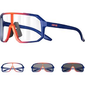 KAPVOE Photochromic Cycling Glasses Sports Sunglasses for Men Women Mountain Bike Sunglasses Clear MTB Bicycle Riding