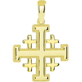 Solid 14k Yellow Gold Crusaders Jerusalem Cross Pendant in Saudi Arabia