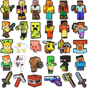 زينة إكسسوارات أحذية اللعبة - سحر حذاء Pixel Game for Clog، ملحق سحر حذاء كرتوني للأحذية وسوار المعصم، هدايا الحفلات الساحرة للفتيات والأطفال والأولاد والرجال in Kuwait