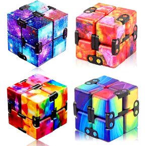 4 Pack Infinity Cube Fidget Toy, Fidgeting Game for Adults, Cool Mini Gadget Best for Stress and Anxiety Relief and Kill Time for ADD/ADHD/OCD