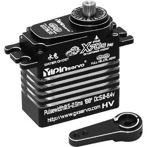 GOUPRC 70kg High Torque 8.4V Metal Oblique Gear High Speed Servo IP68 Waterproof Upgraded All Aluminum Case for 1/8 1/10 1/12 RC Car Crawler Boat Robot (X70S 70kgServo)