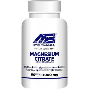 Magnesium Citrate - Supplement for Sleep - Highly Absorbable - Promotes Healthy Bones, Energy- Supports Nerve and Muscle Functions – 60 Capsules (1000 mg) Non-GMO, Vegan, Gluten-Free