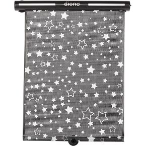 Diono Starry Night Car Window Shade for Baby, Retractable Car Sun Shade for Blocking Sun Glare, UV Rays with Glow in The Darks Stars, Black