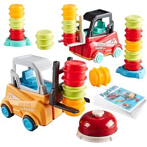 Engineer Forklift Frenzy Transport Game,Fat Brain Toys Forklift Frenzy Mine Tow Truck Toy,Construction Car Toy Stacking Toys,Stack & Matching Skill Game, Educational Toy for Kids