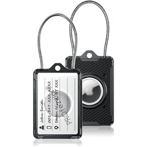 PROfezzion Luggage Tag with AirTag Holder & Name ID Cards, Secure Airtag Case with Wire Cable for Luggage Bag Travel Suitcase Backpack, Scratch Resistant Airtag Lock Keychain Key Ring for Travelling