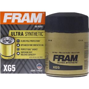 Fram Ultra Synthetic XG5, 20K Mile Change Interval Spin-On Oil Filter with SureGrip, 1 Piece - Packaging May Vary