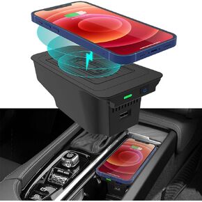 CarQiWireless Wireless Charger for Volvo XC90 S90 V90 XC60 V60 S60 2024 2023 2017-2021 2022, Wireless Phone Charging Pad for Volvo Accessories 2018 2019 2020