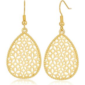 LILIE&WHITE Gold Dangle Earrings For Women Antique Silver Earrings With Teardrop Style Ring Antique Gold Earrings Fashion Earrings Gift