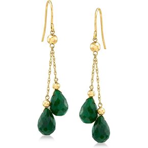 Ross-Simons 14.00 ct. t.w. Emerald Double-Drop Earrings in 14kt Yellow Gold