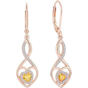 Heart Infinity Earrings for Women - 925 Sterling Silver Rose Gold Birthstone Earrings Dangle for Girlfriend Daughter - Birthday Christmas Valentines Day Mother’s Day Jewelry Gifts for Women Wife Her Girls Mom
