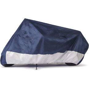 Budge Sportsman Motorcycle Cover, Navy/White, Water-Resistant, Universal Fit, Fits up to 114", Extra Large (MC-6)