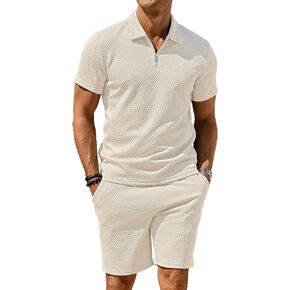 Men's 2 Piece Outfits Sets Polo Shirt and Shorts Summer Fashion Casual Short Sleeve Polo Tracksuit for Men