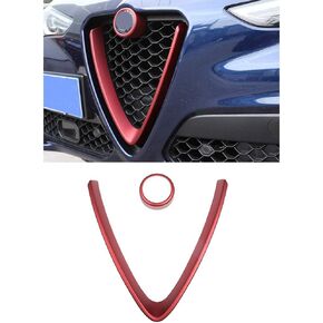 YIWANG Carbon Fiber Style ABS Chrome Front Grill Decoration Frame Trim 2Pcs For Alfa Romeo Stelvio 2017 2018 2019 2020 Auto Accessories (NOT Applicable for Giulia) (Carbon Fiber)