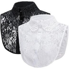 1pc White Fake Collar Lace Detachable Dickey Collar Blouse Sweater Half Shirts False Collar for Women Girls (White)