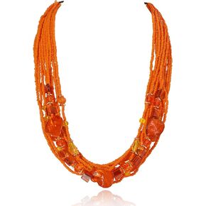 Firstmeet Stylish Multi-Layer Beaded Shell Necklace Beach Vacations Perfect Accessory for Women