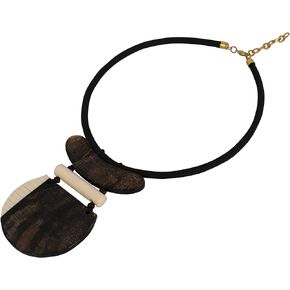Natural Genuine Horn Necklace Chunky Collar, Acrylic With Horn Pendant Bib Statement Necklace Costume Jewelry for Women, Tribal Fashion Tweak Beads Necklace for Girls- H1SXCR